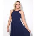 Blue - Back - Krisp Womens-Ladies Pleated Front Chiffon Maxi Dress