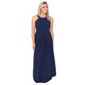 Blue - Front - Krisp Womens-Ladies Pleated Front Chiffon Maxi Dress