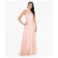 Pink - Front - Krisp Womens-Ladies Lace Halterneck Maxi Dress
