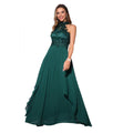 Green - Front - Krisp Womens-Ladies Lace Halterneck Maxi Dress
