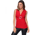 Red - Front - Krisp Womens-Ladies Ruched V-Neck Top With Buckle