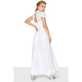 Ivory - Back - Little Mistress Womens-Ladies Lace High Neck Bridal Dress