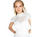 Ivory - Lifestyle - Little Mistress Womens-Ladies Lace High Neck Bridal Dress