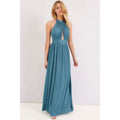 Petrol - Side - Little Mistress Womens-Ladies Petrol Keyhole Maxi Dress