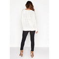 Beige - Back - Girls On Film Womens-Ladies Beige Embellished Knit Jumper