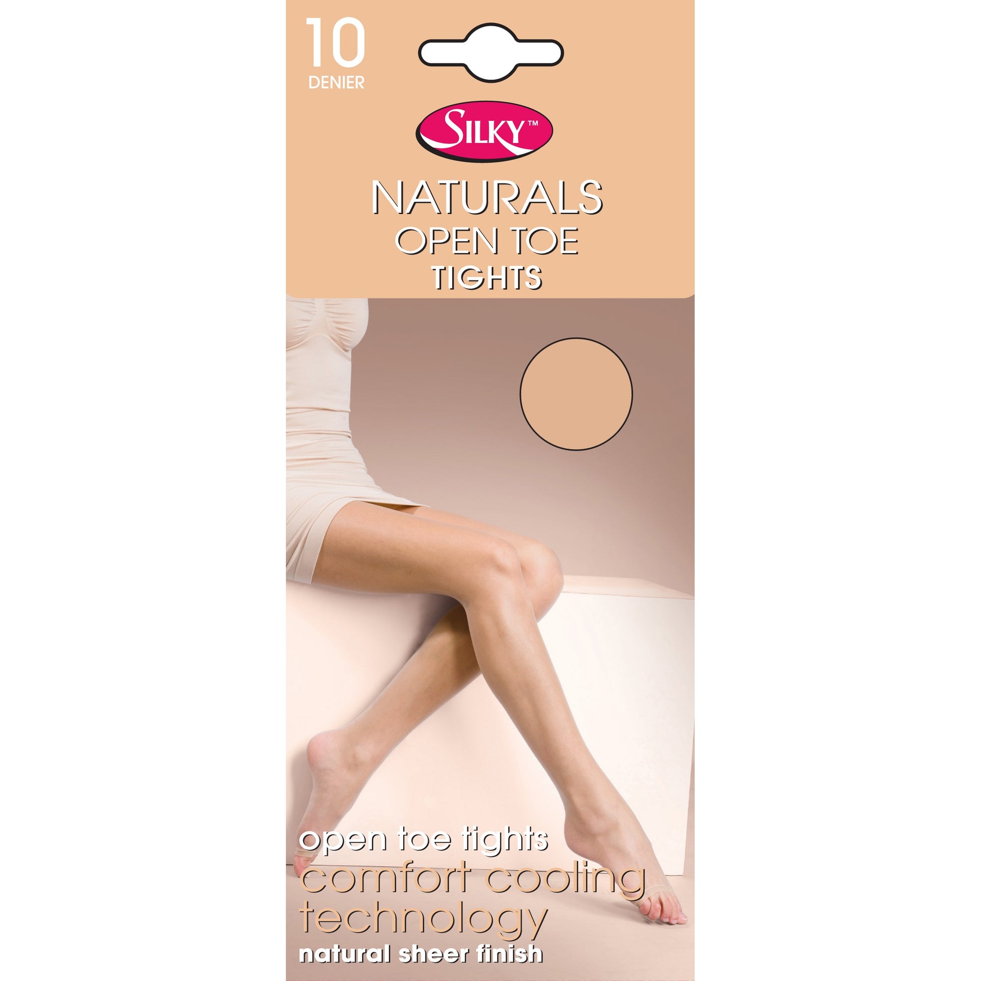 Nude - Front - Silky Womens-Ladies Naturals Open Toe Tights (1 Pair)