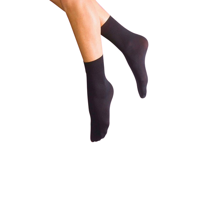 Black - Back - Silky Womens-Ladies Opaque 40 Denier Ankle Highs (3 Pairs)
