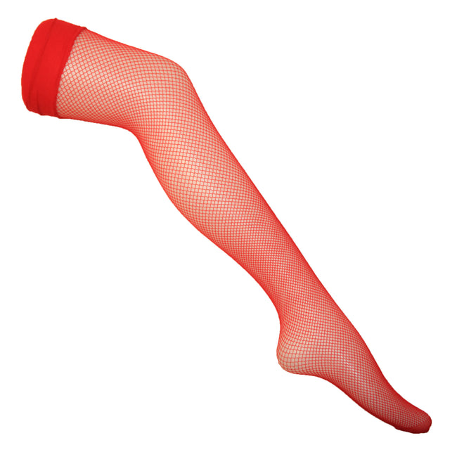 Red - Back - Silky Womens-Ladies Scarlet Fishnet Plain Top Stockings (1 Pair)