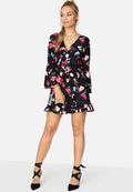 Black - Pack Shot - Girls On Film Womens-Ladies Harlem Wrap Dress