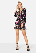 Black - Close up - Girls On Film Womens-Ladies Harlem Wrap Dress