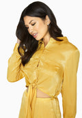 Liquid Gold - Side - Girls On Film Womens-Ladies Satin Utility Jumpsuit