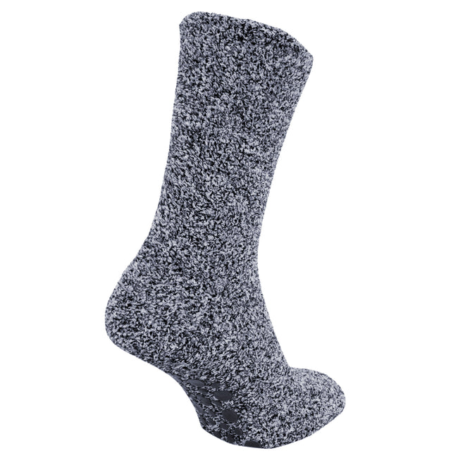 Navy - Back - FLOSO Mens Warm Slipper Socks With Rubber Non Slip Grip