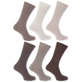 Shades of Brown - Front - FLOSO Mens Ribbed 100% Cotton Socks (Pack Of 6)