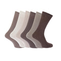 Shades of Brown - Back - FLOSO Mens Ribbed 100% Cotton Socks (Pack Of 6)