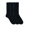 Black - Front - Mens Cotton Rich Plain Black Socks (Pack Of 3)