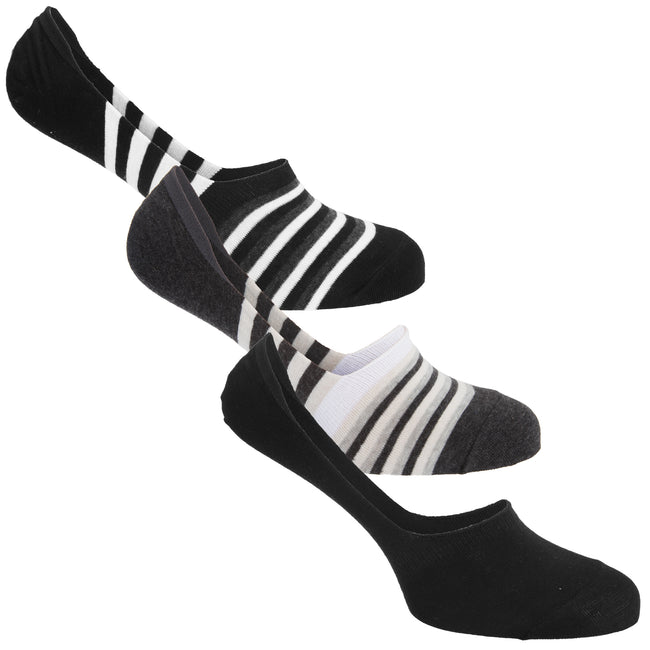 Black-White - Front - Floso Mens Invisible Trainer Socks (Pack Of 3)