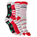Grey-Red - Front - Festive Fun Womens-Ladies Christmas Happy Time Socks (4 Pairs)