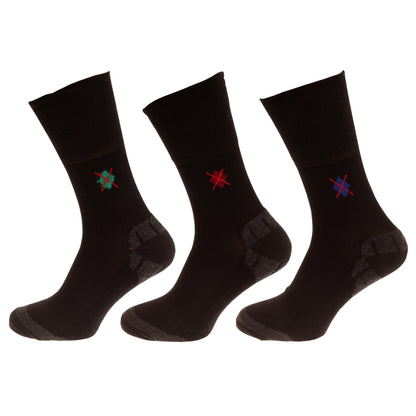 Black-Charcoal - Front - Universal Textiles Mens Non Elastic Socks With Bamboo Cushion (Pack Of 3 Pairs)