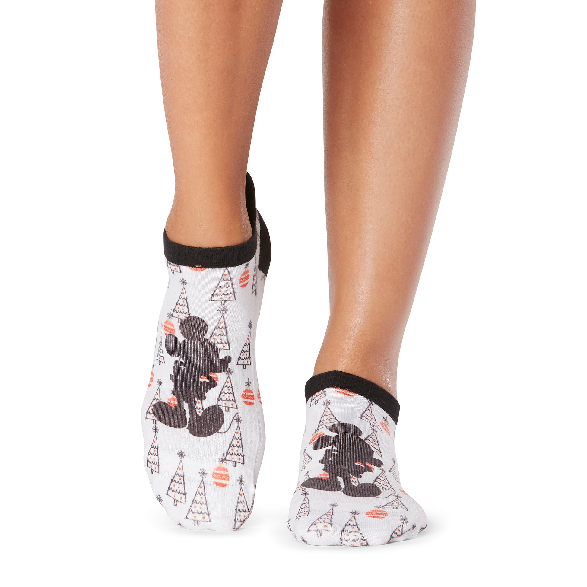 White-Black - Back - Tavi Noir Womens-Ladies Savvy Holly Jolly Mickey Mouse Gripped Socks