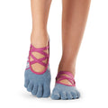 Blue-Pink - Back - Toesox Womens-Ladies Elle Gypsy Toe Socks
