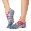 Blue-Pink - Front - Toesox Womens-Ladies Elle Gypsy Toe Socks