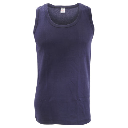 Navy - Back - FLOSO Mens Interlock Single Vest (Pack Of 3)