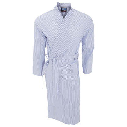 Light Blue Stripe - Front - Mens Lightweight Patterned Kimono Robe