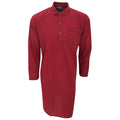 Burgundy - Front - Mens Plain Long Sleeved Woven Pyjama Nightshirt