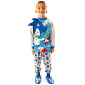 Grey-Blue - Back - Sonic The Hedgehog Childrens-Kids Spikes 3D Pyjama Set