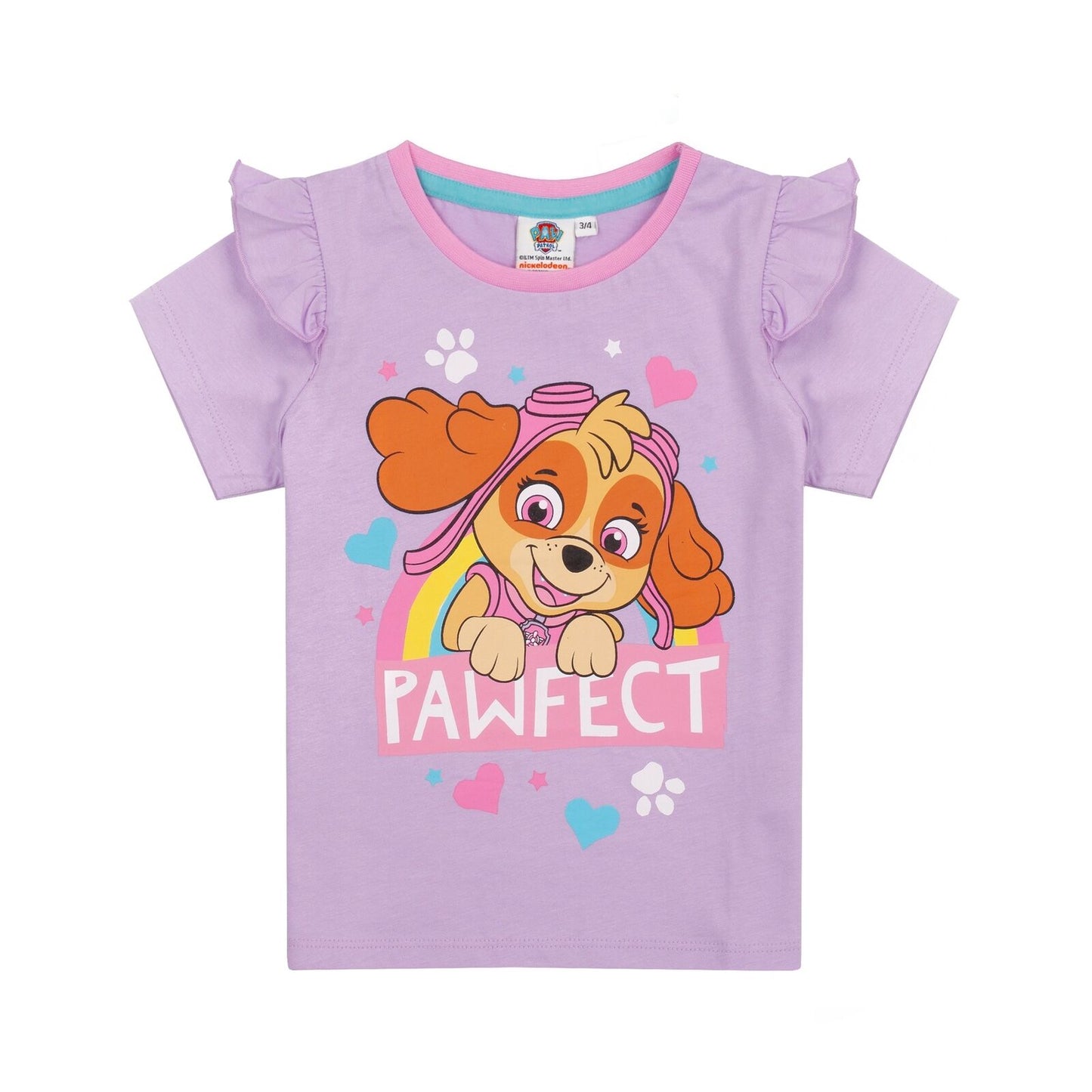 Purple-Pink - Back - Paw Patrol Girls Pawfect Skye Short Pyjama Set