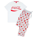 White-Red - Front - Coca-Cola Mens Logo Pyjama Set
