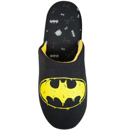 Black-Yellow - Side - Batman Mens Logo Slippers