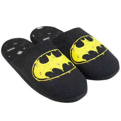 Black-Yellow - Front - Batman Mens Logo Slippers