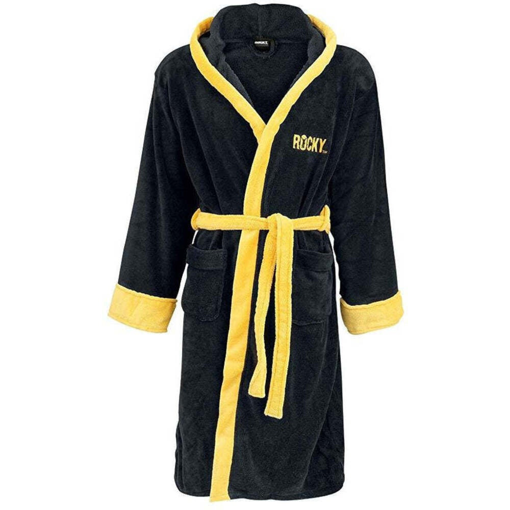 Black-Yellow - Front - Rocky Mens Balboa Robe