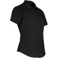Black - Side - Kustom Kit Womens-Ladies Short Sleeve Tailored Poplin Shirt