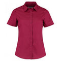 Claret - Front - Kustom Kit Womens-Ladies Short Sleeve Tailored Poplin Shirt