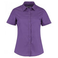 Purple - Front - Kustom Kit Womens-Ladies Short Sleeve Tailored Poplin Shirt