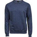 Denim Blue Melange - Front - Tee Jays Mens Vintage Lightweight Raglan Sweatshirt