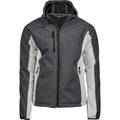 Dark Grey-Off White - Front - Tee Jays Mens Lightweight Performance Hooded Soft Shell Jacket