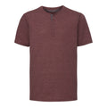 Maroon Marl - Front - Russell Mens Henley HD T-Shirt