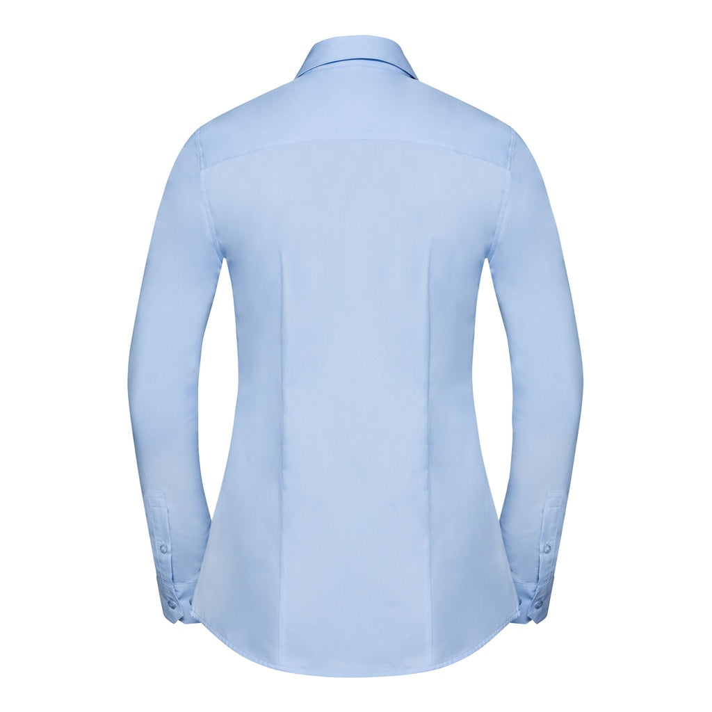 Light Blue Chambray - Side - Russell Collection Womens-Ladies Long Sleeve Tailored Coolmax Shirt