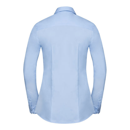 Light Blue Chambray - Side - Russell Collection Womens-Ladies Long Sleeve Tailored Coolmax Shirt