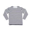 White-Navy - Front - Mantis Childrens-Kids Breton Long-Sleeved T-Shirt