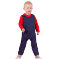 Navy - Back - Larkwood Baby Organic Cotton Dungarees