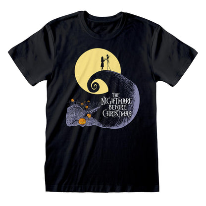Black-Yellow - Front - Nightmare Before Christmas Womens-Ladies Jack and Sally Silhouette Boyfriend T-Shirt