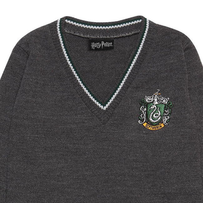 Charcoal - Side - Harry Potter Boys Slytherin House Knitted Jumper