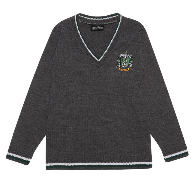 Charcoal - Front - Harry Potter Boys Slytherin House Knitted Jumper
