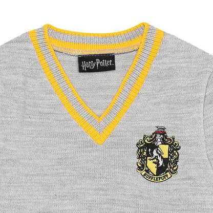 Grey - Side - Harry Potter Boys Hufflepuff House Knitted Jumper