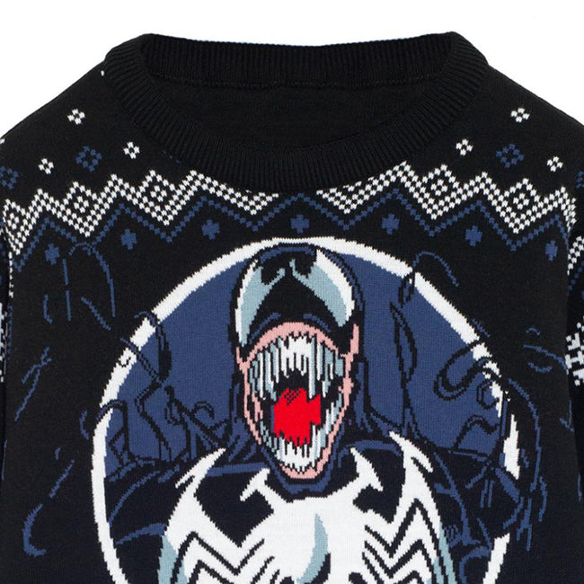 Black-Blue-White - Side - Venom Mens Knitted Christmas Jumper