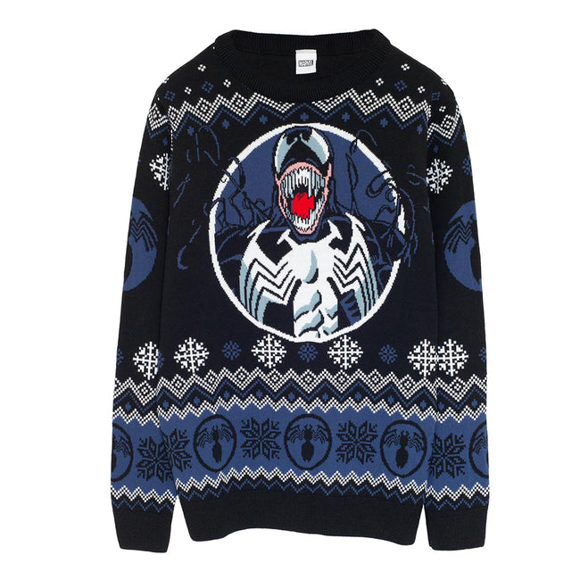 Black-Blue-White - Front - Venom Mens Knitted Christmas Jumper